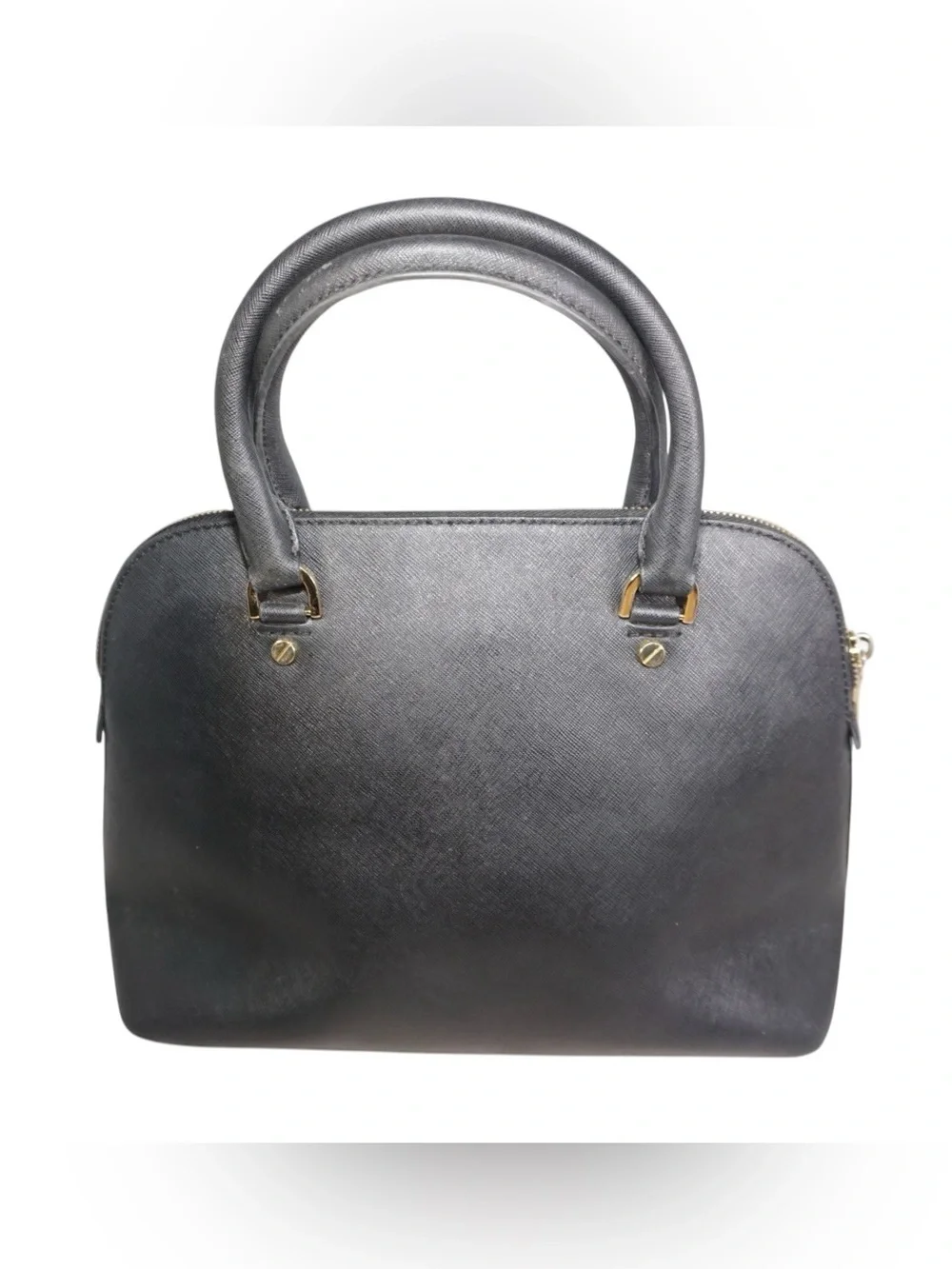Michael Kors Cindy Black Dome Satchel with Gold Hardware Accents